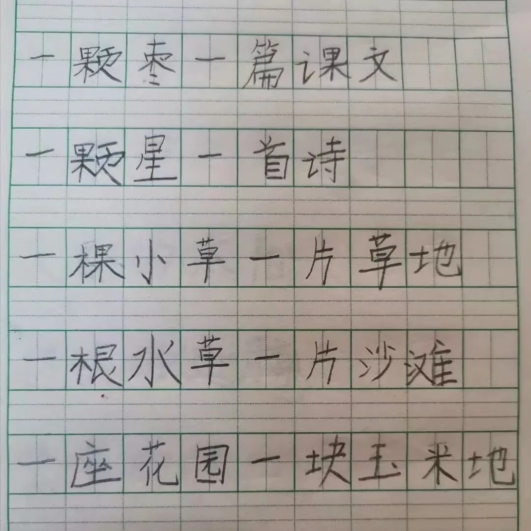 学员练字前的书写作品